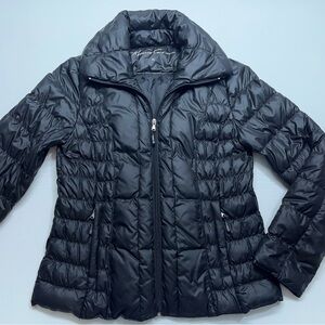 Kenneth Cole Duck Down Puffer Jacket Womens Size Medium Black Zip Pockets